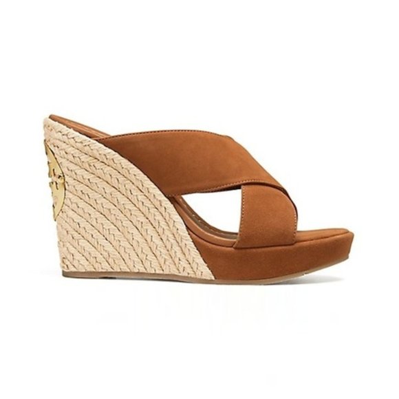 NEW Tory Burch Bailey Wedge Caramel sz 9 - Picture 2 of 4